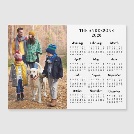 2026カスタム年の写真と家族の名前12ヶ月カレンダー (正面)