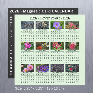 2026カスタム年の花の磁気緑カレンダーSU