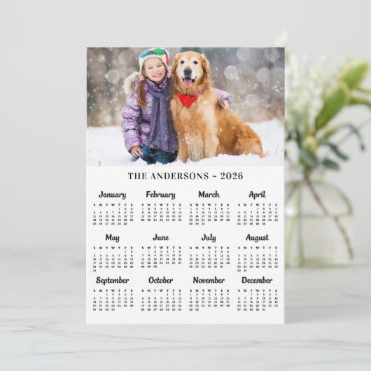 2026カスタム年フォトペットワンちゃん犬12ヶ月カレンダー シーズンカード (スタンド正面)