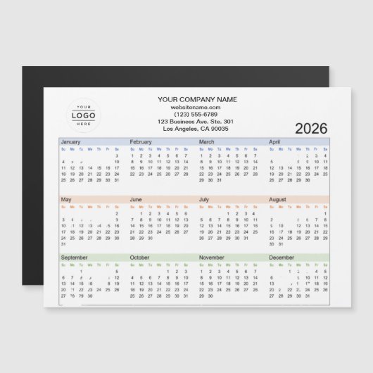 2026カスタム年ロゴ磁気カレンダーカード (正面/裏面)