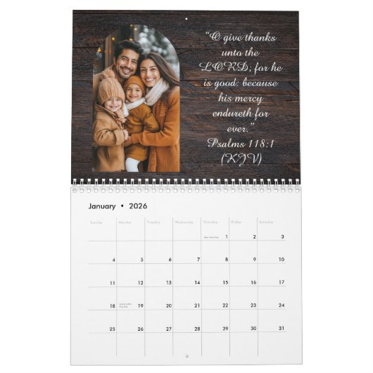 2026カスタム恵み写真聖なる書物、 経典 カレンダー (1月 2026)