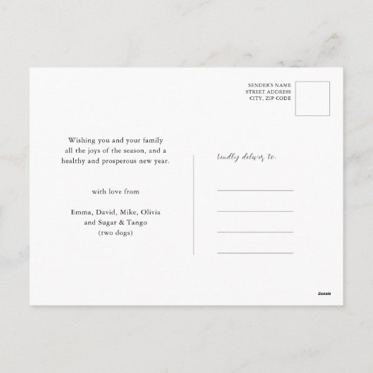 2026カレンダファミリー12フォトブラックモダン金ゴールド シーズンポストカード (裏面)