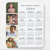 2026カレンダファミリ4写真パーソナライズされた色 マウスパッド (正面)