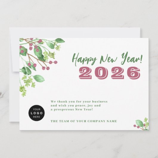 2026カレンダーあなたのロゴビジネス新年の休日 シーズンカード (正面)