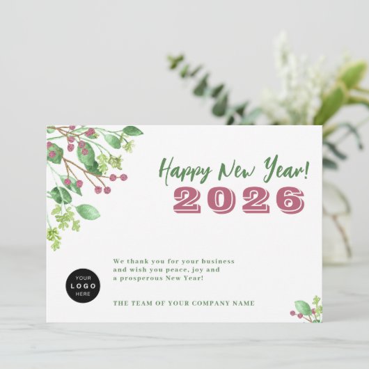 2026カレンダーあなたのロゴビジネス新年の休日 シーズンカード (スタンド正面)