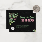 2026カレンダーあなたのロゴビジネス新年の休日 ノートカード (正面/裏面インサイチュ)