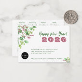 2026カレンダーあなたのロゴビジネス新年の休日 ノートカード (正面/裏面インサイチュ)