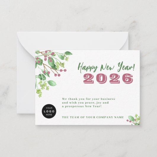 2026カレンダーあなたのロゴビジネス新年の休日 ノートカード (正面)