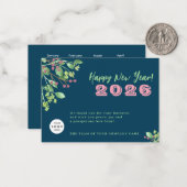 2026カレンダーあなたのロゴビジネス新年の休日 ノートカード (正面/裏面インサイチュ)