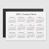 2026カレンダーとビジネス名ホワイトマグネット (正面/裏面)