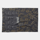 2026カレンダーエレガント金ゴールド離れパターン キッチンタオル (横)