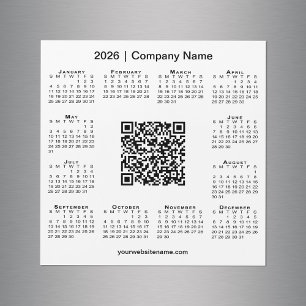 2026カレンダーカスタムビジネスQRコードホワイトマグネット