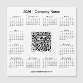 2026カレンダーカスタムビジネスQRコードホワイトマグネット (正面)