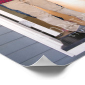 2026カレンダーカスタムフォトモノグラム名ブルー ポスター (角)