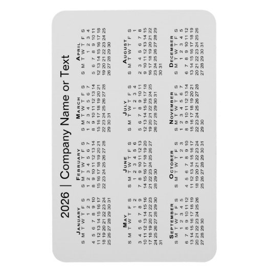 2026カレンダーカスタム文字灰色 マグネット (縦)