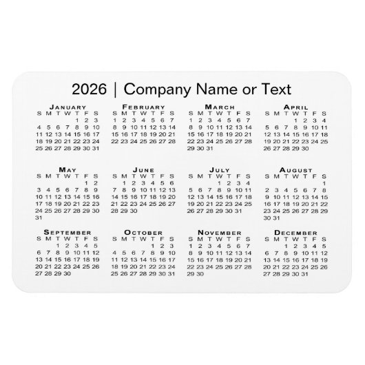 2026カレンダーカスタム文字白 マグネット (横)