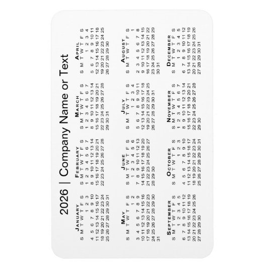 2026カレンダーカスタム文字白 マグネット (縦)