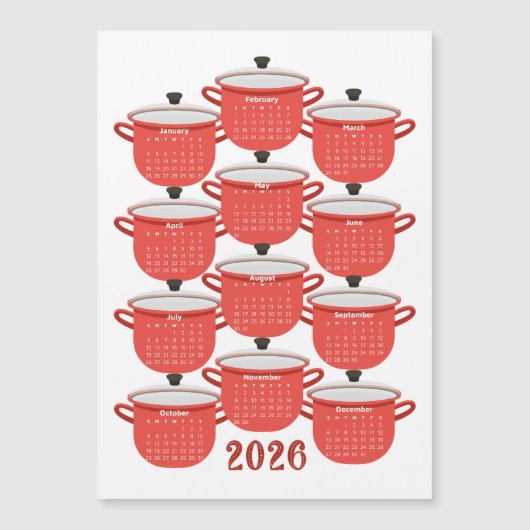 2026カレンダーキッチンレッド調理器 (正面)