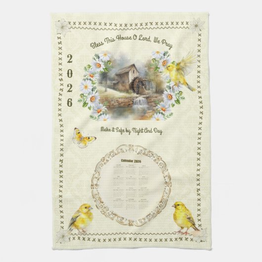 2026カレンダータオルキッチン祈りの言葉ハウス賛美ズ キッチンタオル (縦)