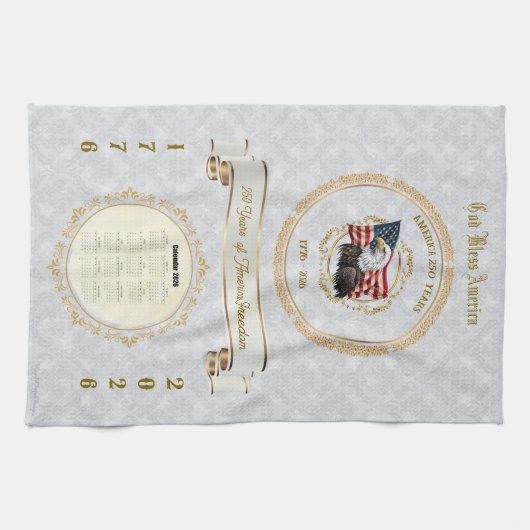 2026カレンダータオル神祝福アメリカ250年 キッチンタオル (横)