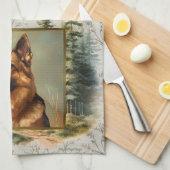 2026カレンダータオルGerman Shepherd Woodland キッチンタオル (四つ折り)
