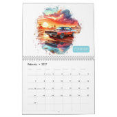 2026カレンダーヴィンテージマッスルカー水色！ カレンダー (2月 2027)