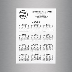 2026カレンダー事業ロゴ文字ホワイトマグネットカード