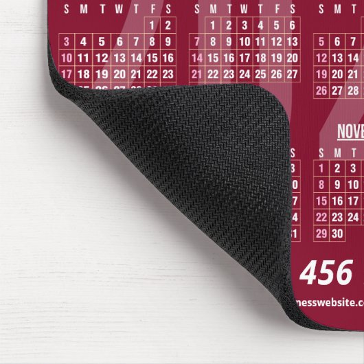 2026カレンダー会社ロゴQRコードバーガンディ写真 マウスパッド (コーナー)