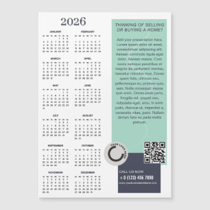 2026カレンダー会社ロゴQRコードマグネットカード