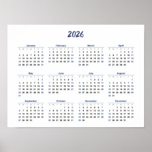 2026カレンダー月ごとのホームスクールオフィスウォール ポスター