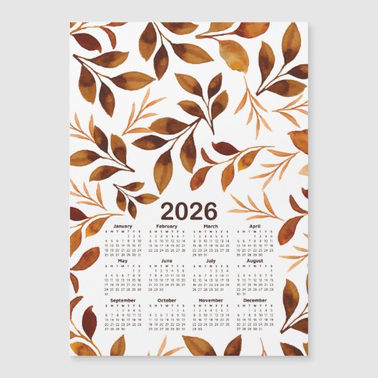 2026カレンダー水彩紅葉パターン (正面)
