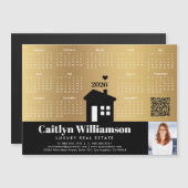 2026カレンダー金ゴールド不動産仲介業者写真QRコードマグネット (正面/裏面)