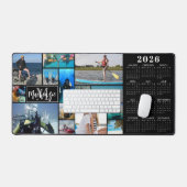 2026カレンダー14写真モノグラム名カスタム色 デスクマット (キーボード&マウス)