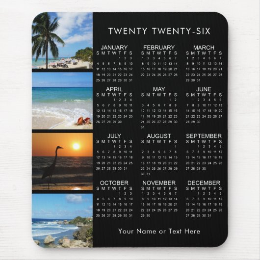 2026カレンダー4フォトコラージョパーソナライズされたン色 マウスパッド (正面)