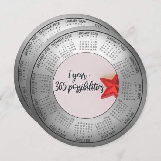 2026カレンダー 1年=365の可能性 ラウンド シーズンカード (正面/裏面)