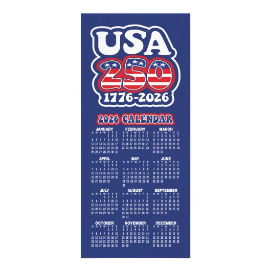 2026カレンダーUSA 250アメリカの誕生日1776-2026 ラックカード (正面)