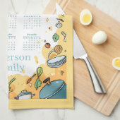 2026キッチンカラフルクックウェアテーマカレンダー キッチンタオル (四つ折り)
