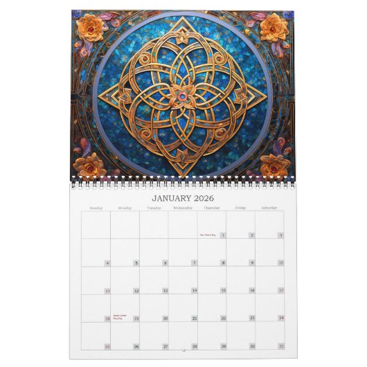 2026ケルト結び目模様カレンダー カレンダー (1月 2026)