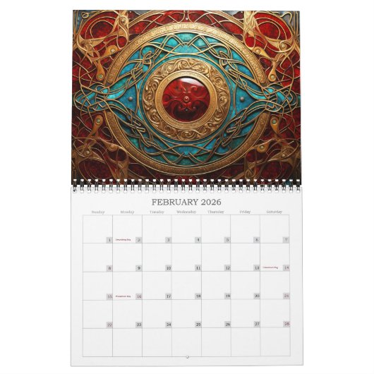 2026ケルト結び目模様カレンダー カレンダー (2月 2026)