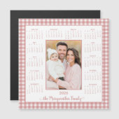 2026コテージピンクジンガム写真磁気カレンダー (正面/裏面)