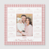 2026コテージピンクジンガム写真磁気カレンダー (正面)