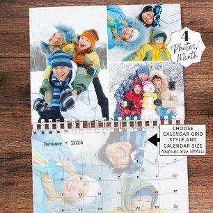 2026シンプルカスタム写真コラージュ4/月 カレンダー
