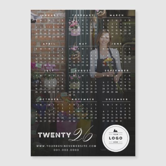 2026シンプルタイポグラフィカレンダー磁気カード (正面)