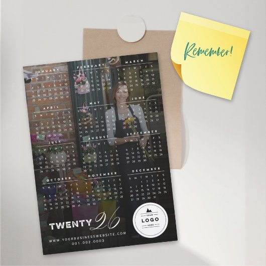 2026シンプルタイポグラフィカレンダー磁気カード