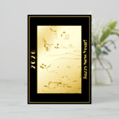 2026ジャジー新年ゴールドフォイル挨拶カード 箔招待状 (立ち正面)