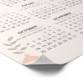 2026スカンジナビアカレンダー ボホ エステティック ベージュ ポスター (角)