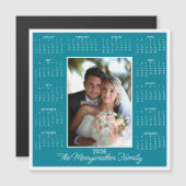 2026ティール(緑がかった色)磁気カレンダフォトホリデーカード (正面/裏面)