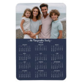 2026ネイビーブルーパーソナライズされたファミリー写真カレンダー マグネット (縦)