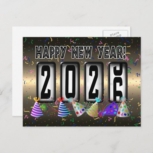 2026ハッピーニューイヤー走行距離計 ポストカード (正面/裏面)