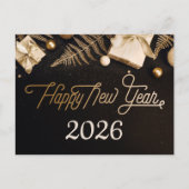 2026ハッピーニューイヤー黒カスタム金ゴールド事業 シーズンポストカード (正面)